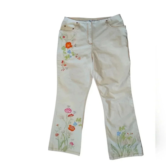 Y2K Floral Butterfly Embroidered Wide Leg Pants - Picture 1 of 7
